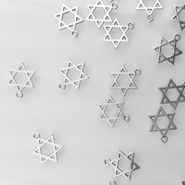 Silver Star of David Charm, Star Charm, jewish Star Charm, Jewelry Charms and Findings  // BBB SUPPLIES // C-021S (B1)