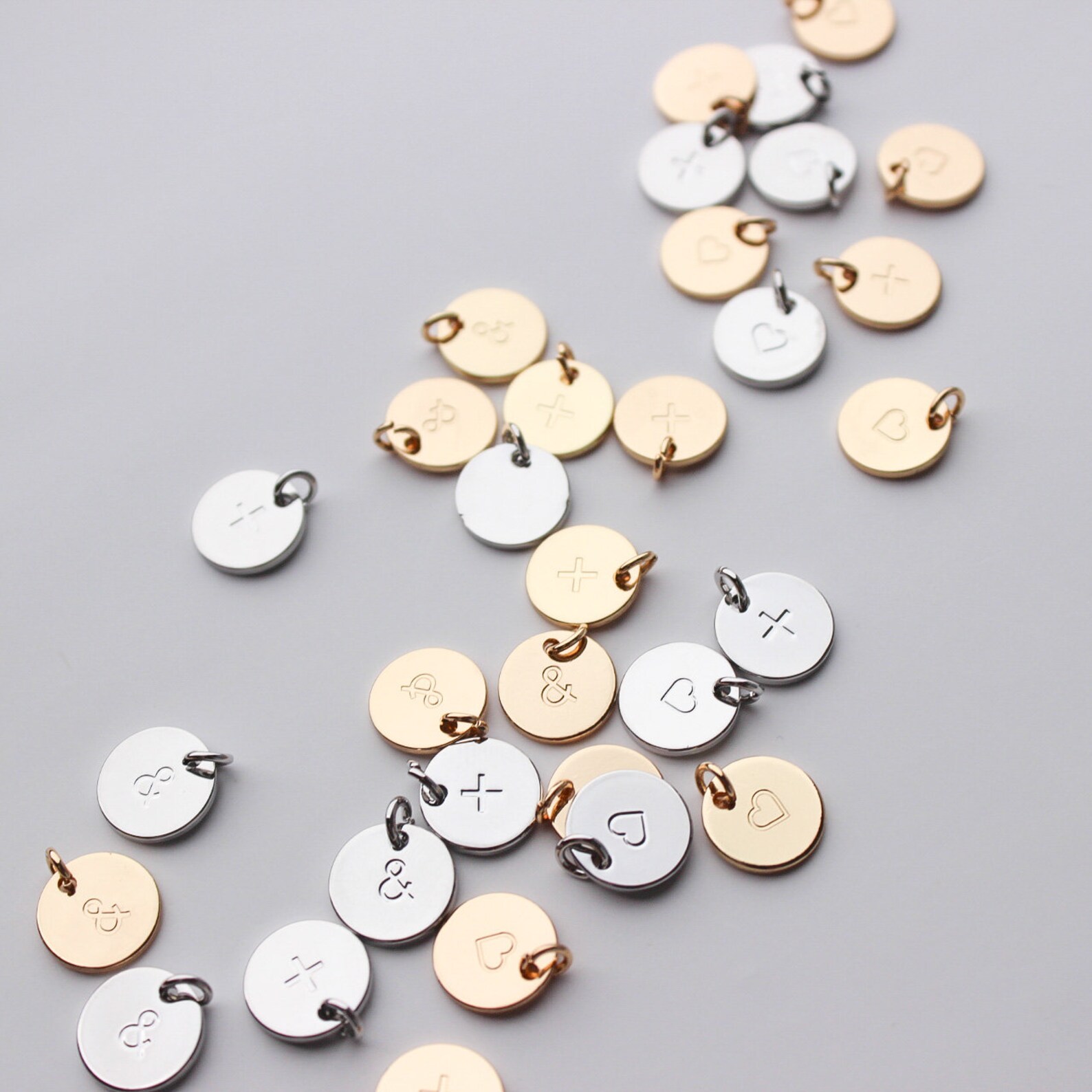 Round Initial Couples Connecting Symbols Charms, Ampersand Engraved ...