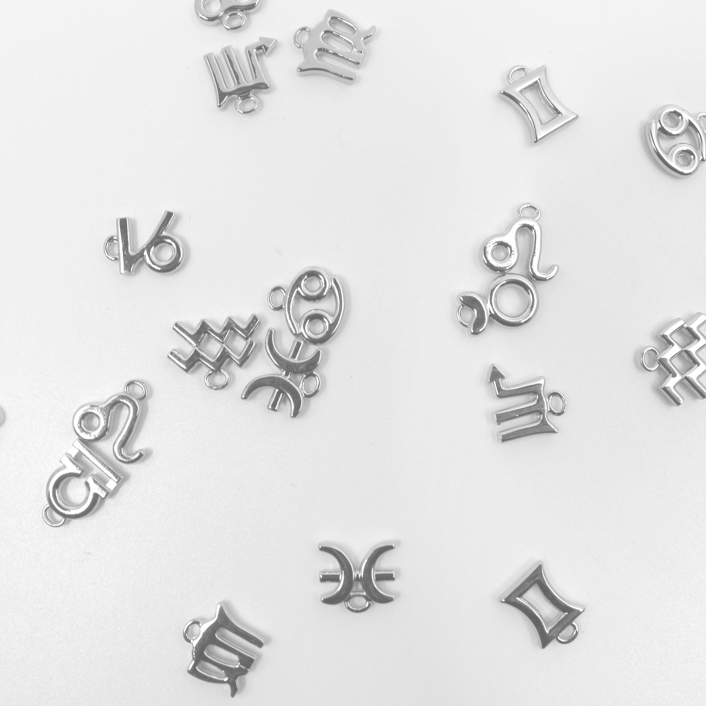 Astrological Zodiac Symbols Charms Set, Silver Zodiac Charms Set, Ast…