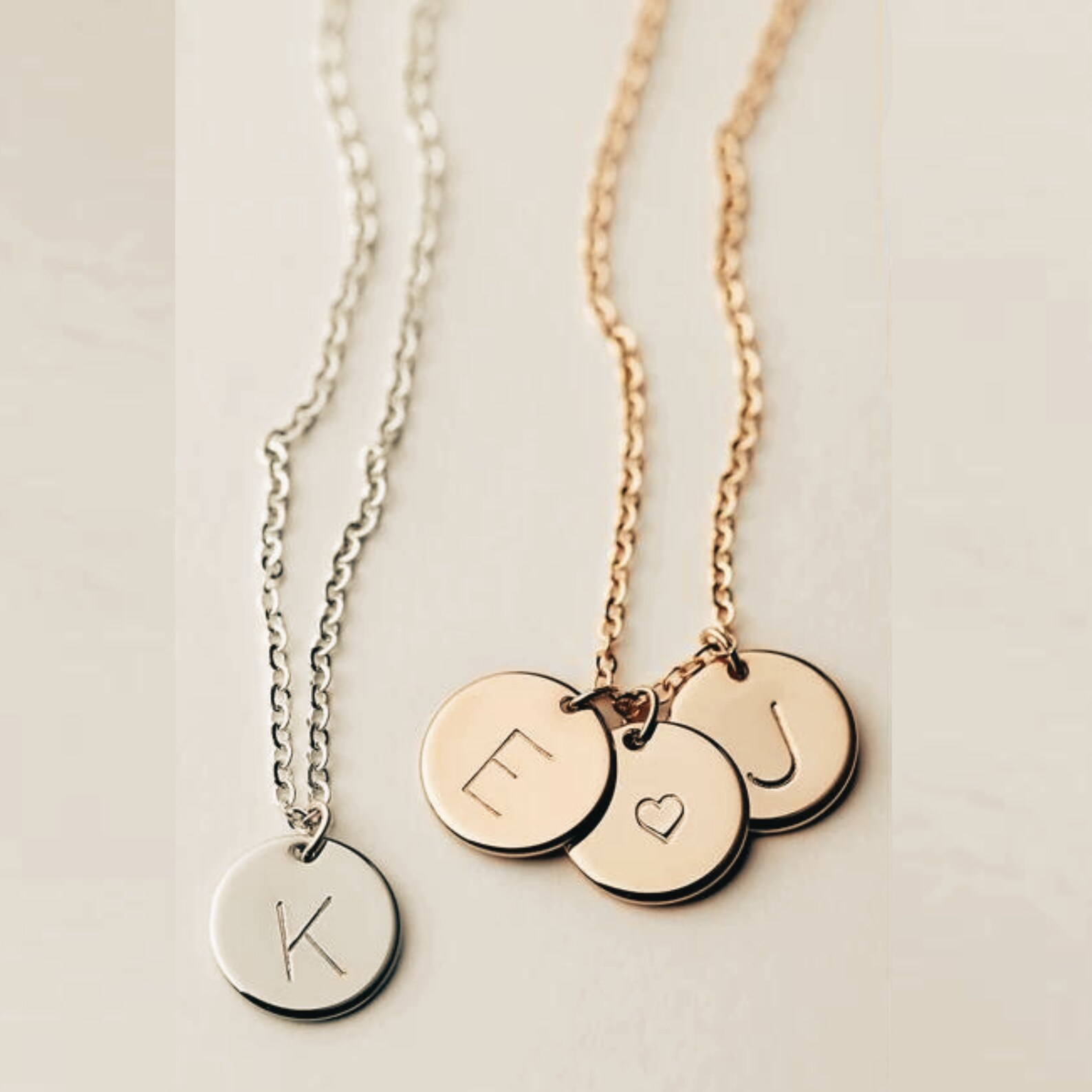 Round Initial Couples Connecting Symbols Charms, Ampersand Engraved ...