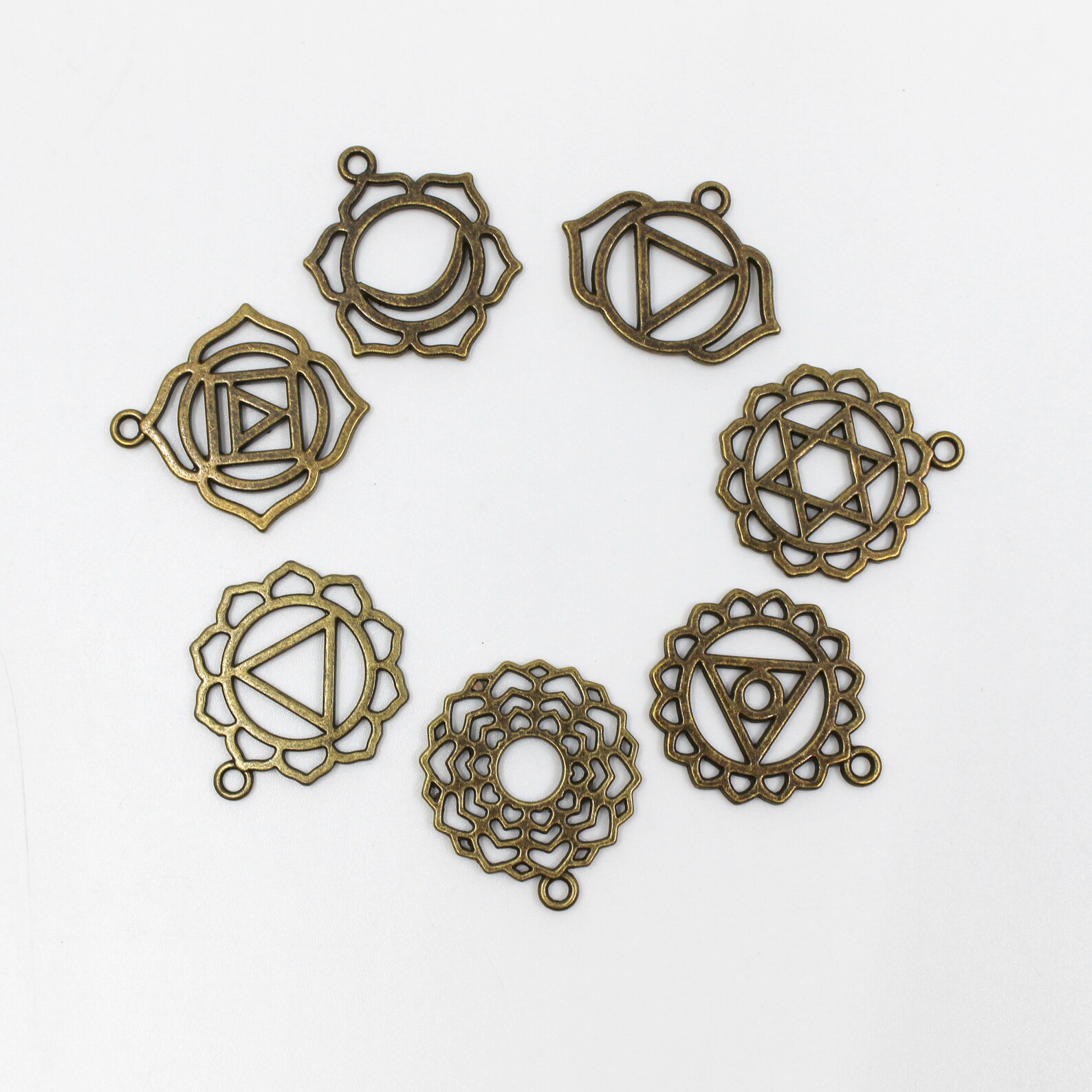 Bronze Chakra Yoga Charm Set Yogi Charms Jewelry Supplies Etsy