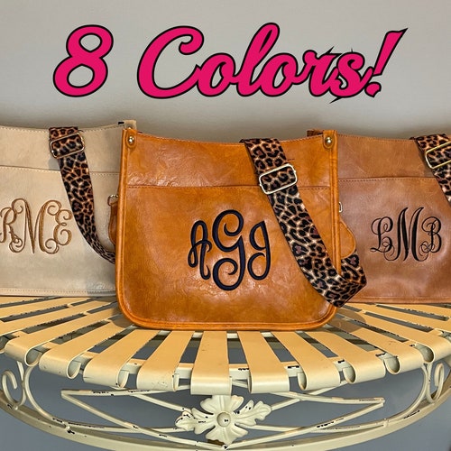 Monogrammed Vegan Leather Crossbody Bag W/guitar Strap Etsy