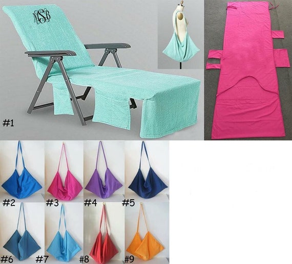 Monogrammed Beach Chair Cover Beach Pool Lounge Chair Microfiber Quick Dry Fabric