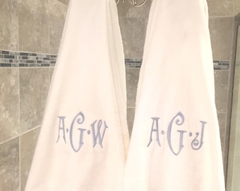Monogrammed Bath Towel, 100% Cotton Embroidered Initials, Wedding Gift