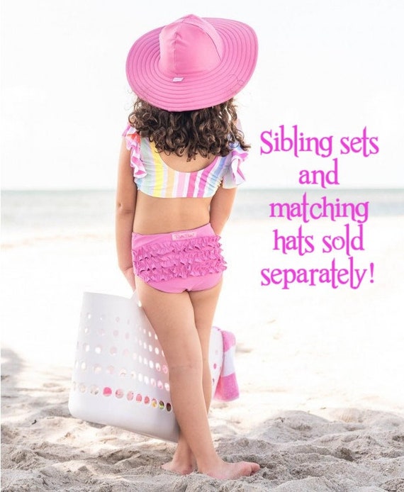 Girls Monogram Rainbow Flutter Sleeve Tankini Bikini Swim Suit - Etsy