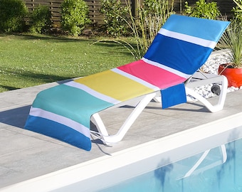 Monogram Personalized Chair Cover Embroidered Beach Pool Lounge Tie Dye Fun Leopard Rainbow Striped Towel Quick Dry Fabric