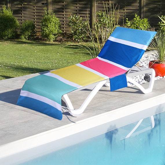 Monogram Personalized Chair Cover Embroidered Beach Pool Lounge Tie Dye Fun Leopard Rainbow Striped Towel Quick Dry Fabric