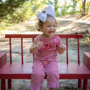 14 COLORS!!! Baby Toddler Girls Ruffle Longall Romper Overall Gingham Plaid Corduroy Check Monogram Personalize Embroider Custom Christmas