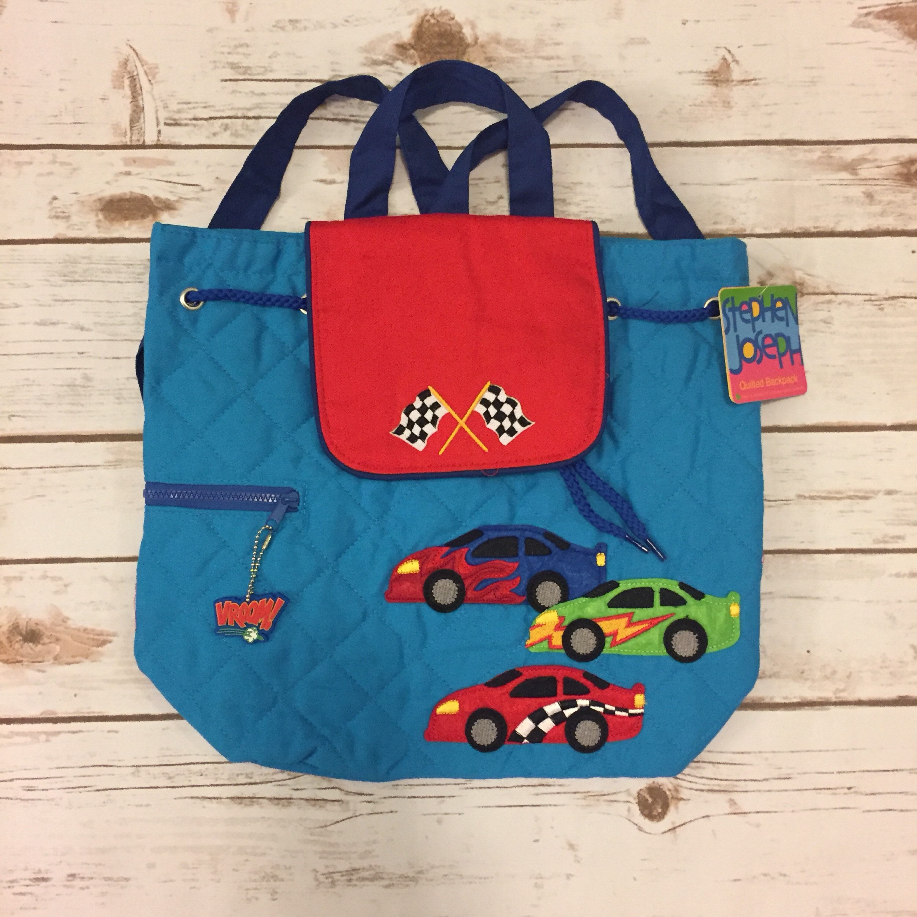 Monogrammed Stephen Joesph kid's quilted backpack bag for Preschool Daycare Child Octopus Turtle Cars Owl Girls Boys