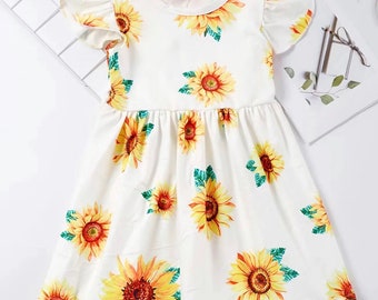 ON SALE This Week ONLY! Girls Fall Sunflower Dress Embroidered Monogram personalized name Yellow Flower Autumn Harvest Brown Green White