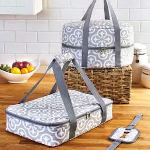 Monogrammed Insulated Crock Pot Slow Cooker Dutch Oven Casserole Carrier Set Dish tote Dinner in a bag keep warm cold insulated house warmin