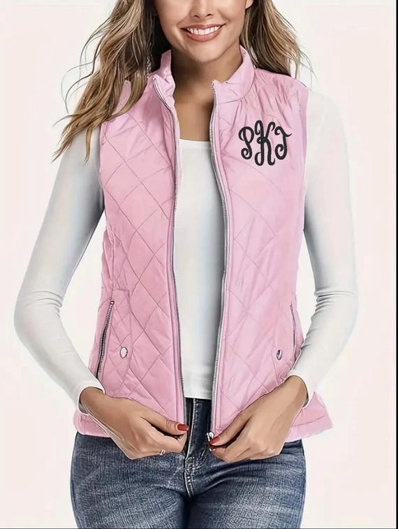 Women's Monogram Vest Lightweight Puffy Quilted Jacket Black