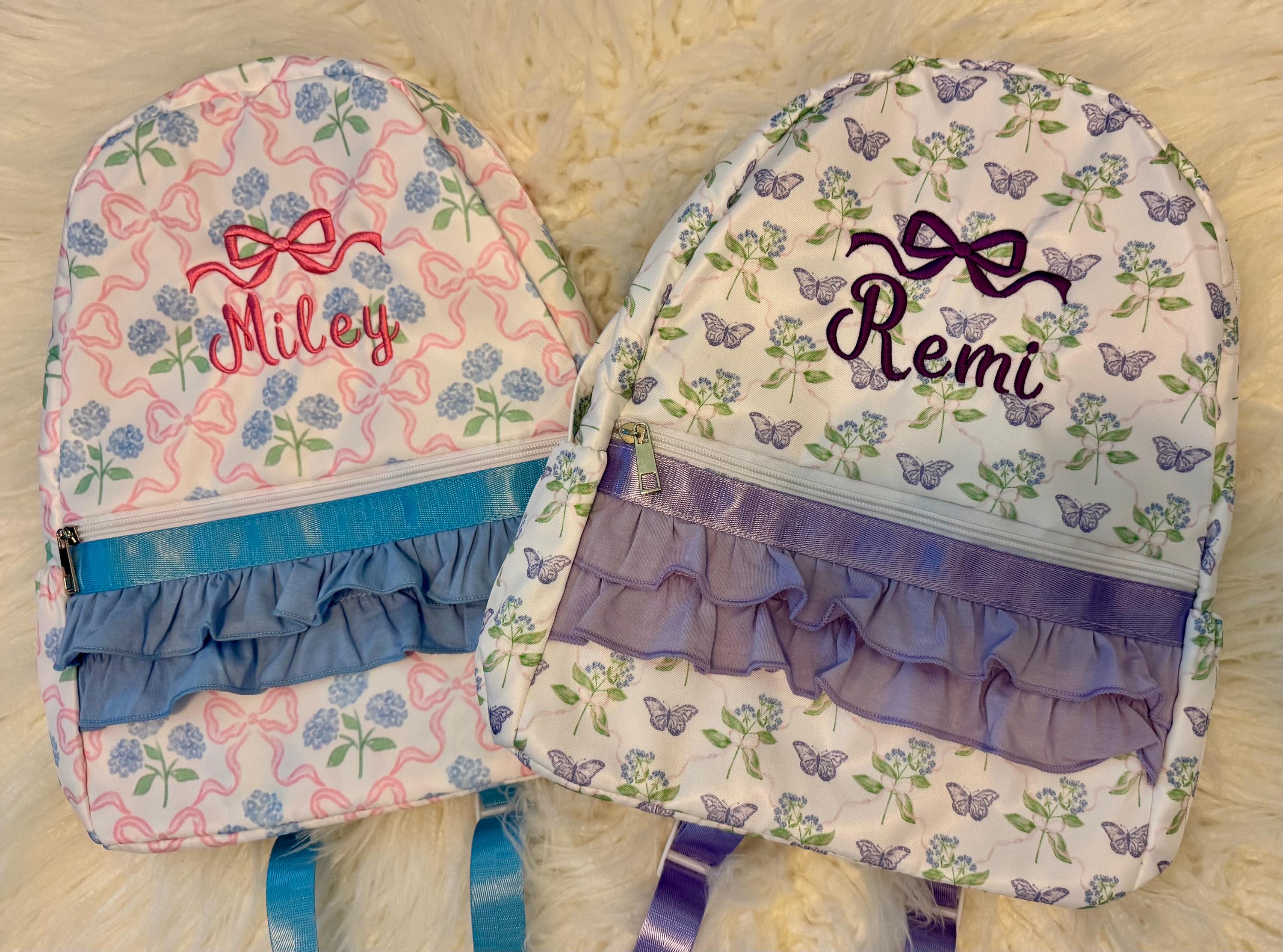 Girls Monogram Ruffle LARGE Backpack School Bag Personalize Custom ...