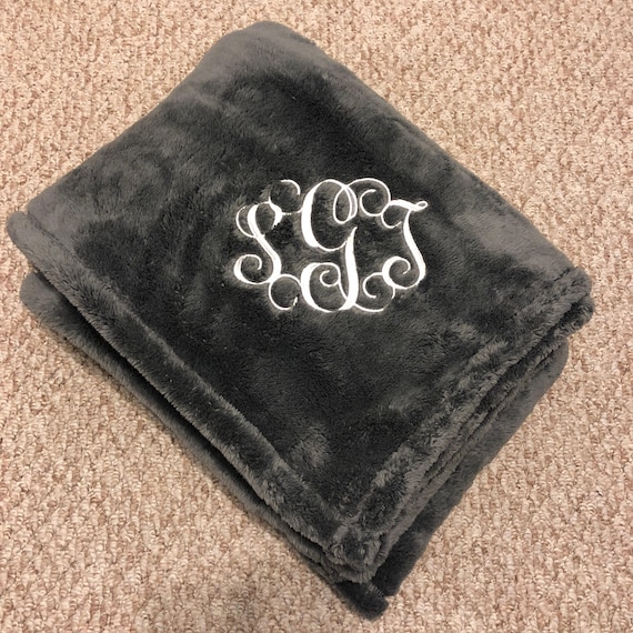 Monogram Fuzzy Primalush Fleece Sherpa Like Blanket Throw for the Home Soft Minky Etsy