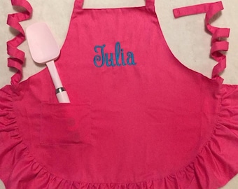 Kids and Adults Monogrammed Cooking Baking Apron Ruffles or plain for boys! Mom & Me Monogram Personalized Gift Present Girls Toddler Womens