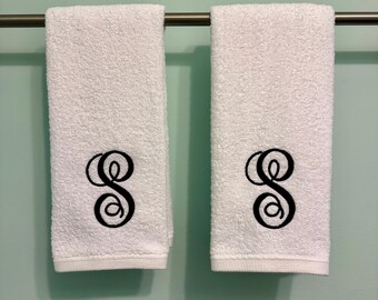 Embroidered Monogram Bath Towel, 100% Cotton, Wedding Gift