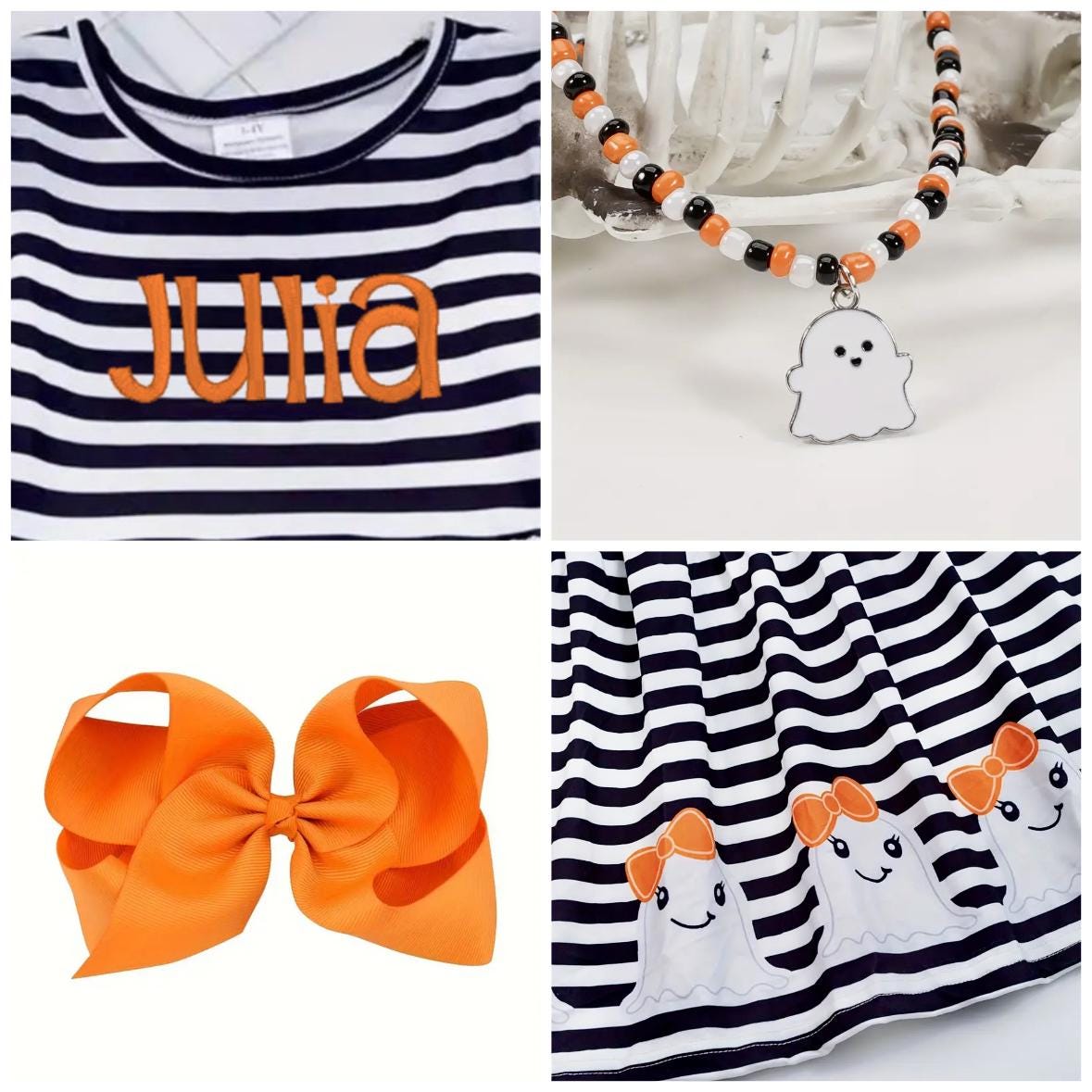 Robe Fille Taille 4 Halloween Fantôme - Coton à Carreaux Marron - Occasion Très Bon état