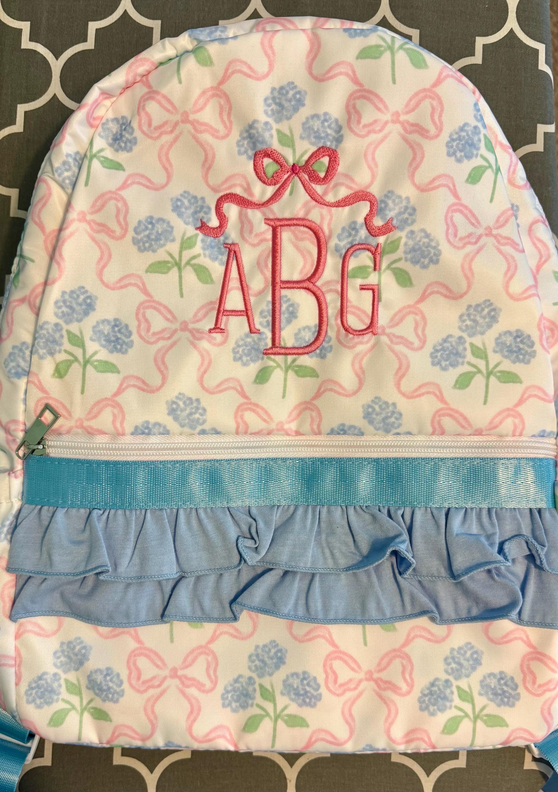 Girls Monogram Ruffle LARGE Backpack School Bag Personalize Custom ...