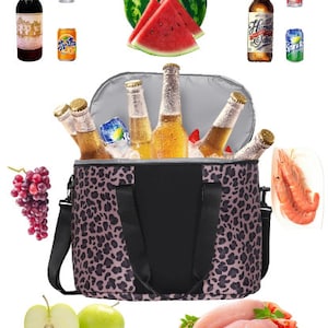 Leopard Monogramm Kühltasche Strand Pool Reise Picknick Personalisieren bunte Tier Druck wild Geschenk Geschenk wasserdicht Schultergurt Gepard