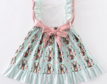 Buy Girls Easter Bunny Rabbit Ruffle Twirl Dress Embroider Online in India  - Etsy