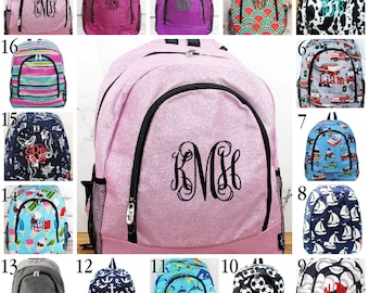 Embroidered Monogram Backpack: Large Personalized Book Bag