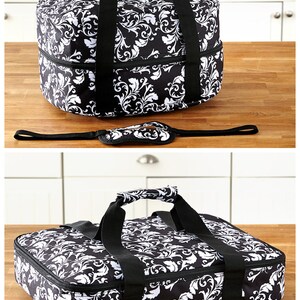 Monogrammed Insulated Crock Pot Slow Cooker Dutch Oven Casserole Carrier Set Dish tote Dinner in a bag keep warm cold insulated house warmin image 2