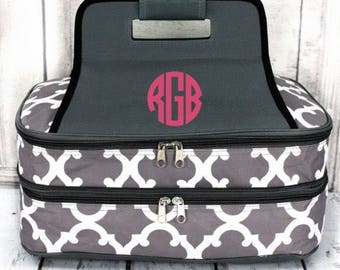 Monogrammed Insulated Casserole Carrier Double Single Dish tote Dinner in a bag keep warm