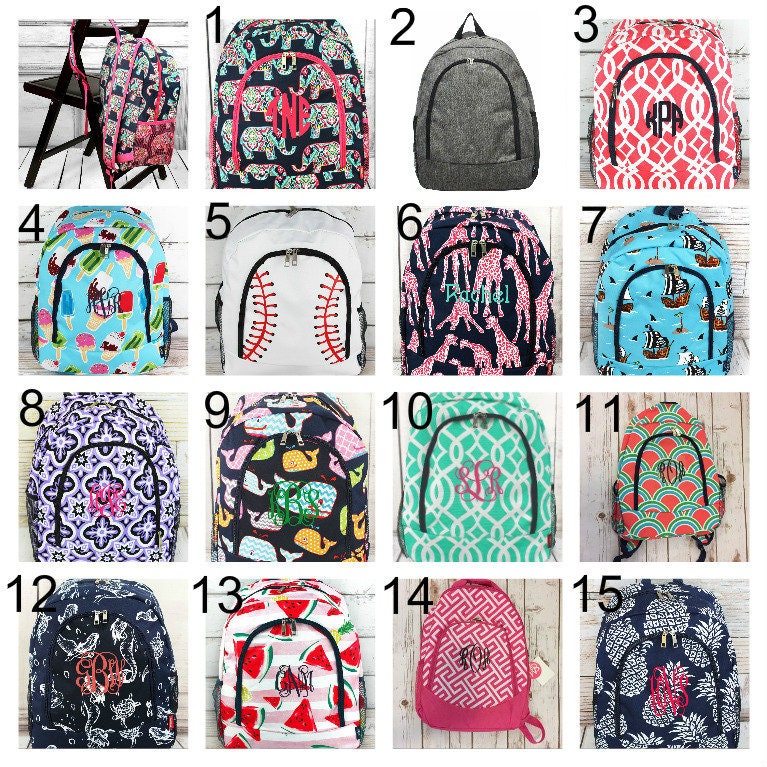 monogram book bags