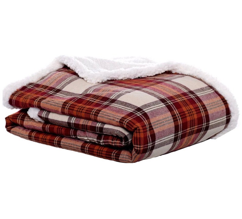 Eddie Bauer Buffalo Plaid Flannel Sherpa Monogram Blanket Etsy