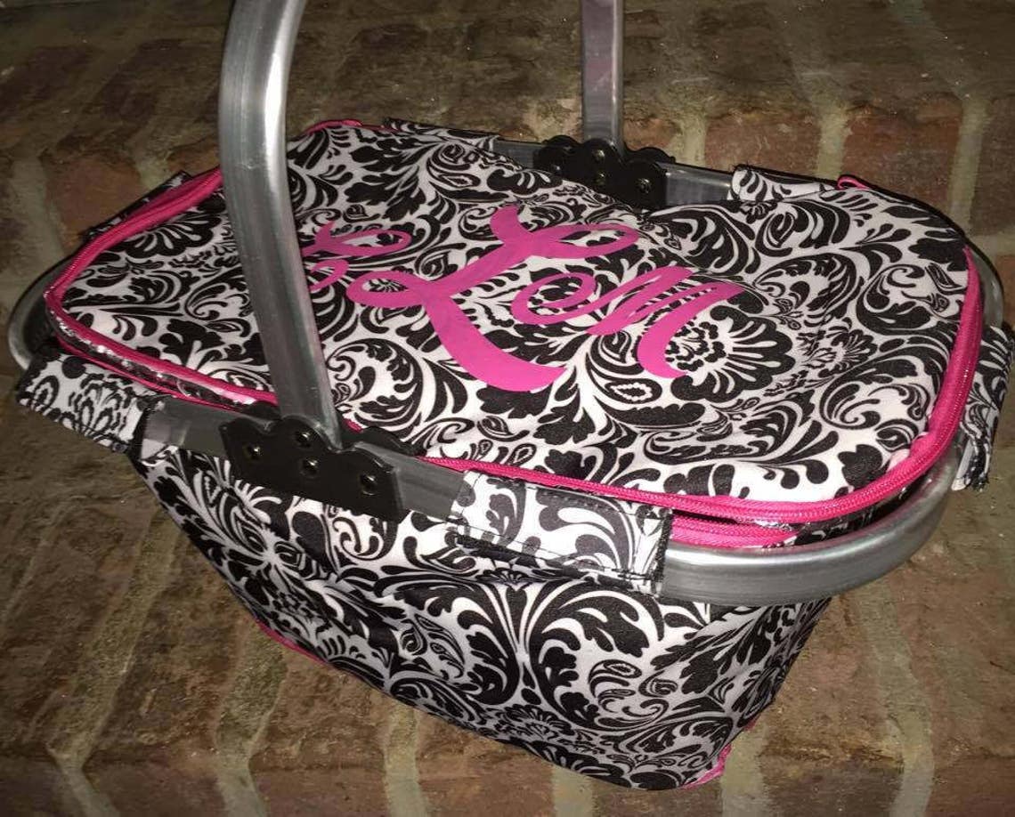 Monogrammed Insulated Market Tote Picnic Basket Cooler Etsy