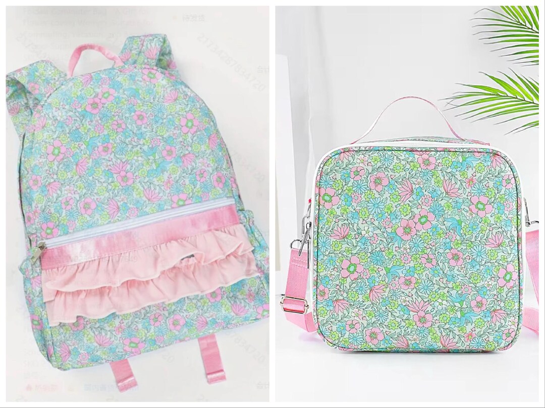 Pink Ruffly Backpack Girls Monogram Ruffle LARGE Backpack School Bag Personalize Custom ...