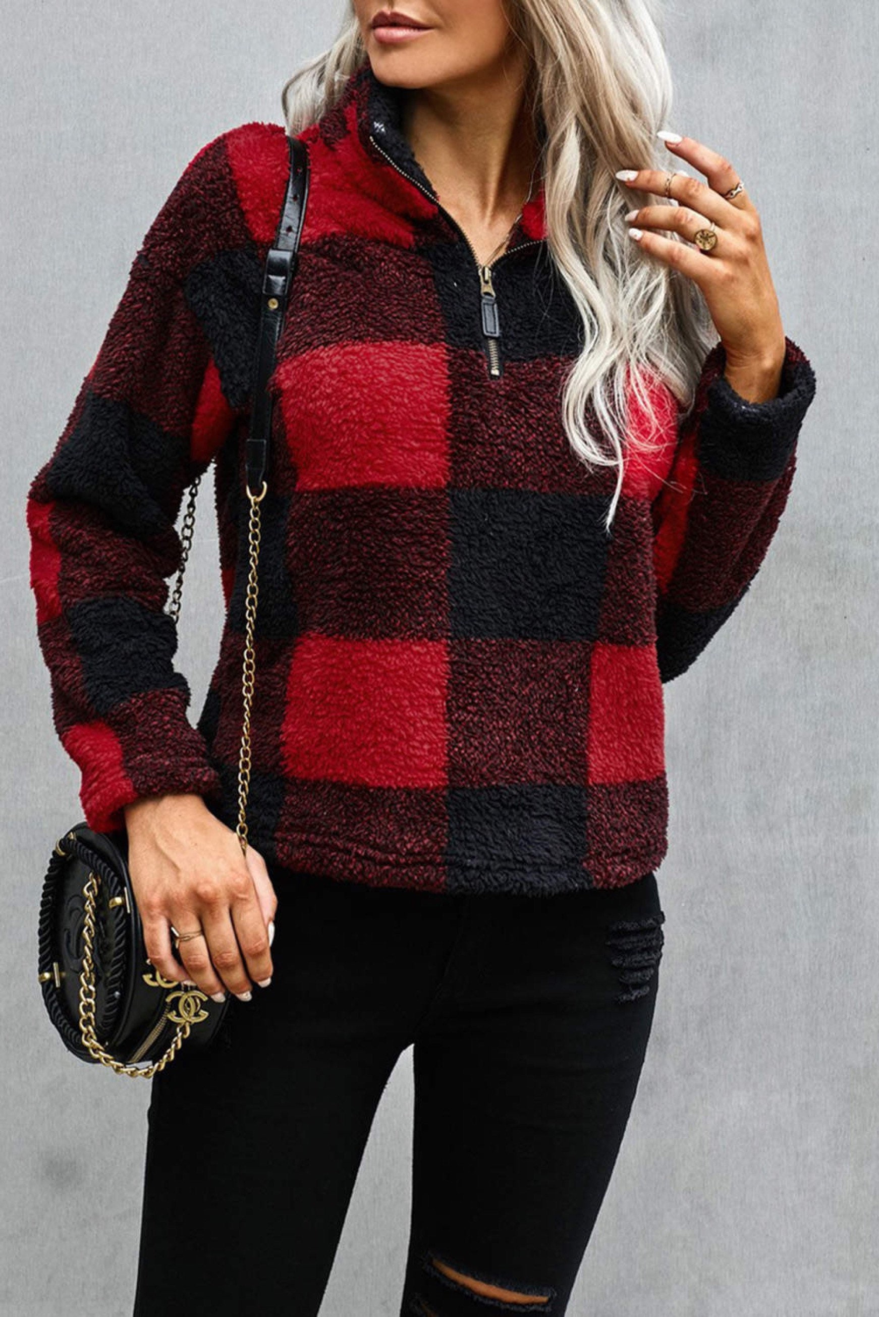 Womens buffalo plaid sweater cheap