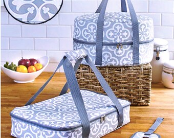 Monogrammed Insulated Crock Pot Slow Cooker Dutch Oven Casserole Carrier Set Dish tote Dinner in a bag keep warm cold insulated house warmin