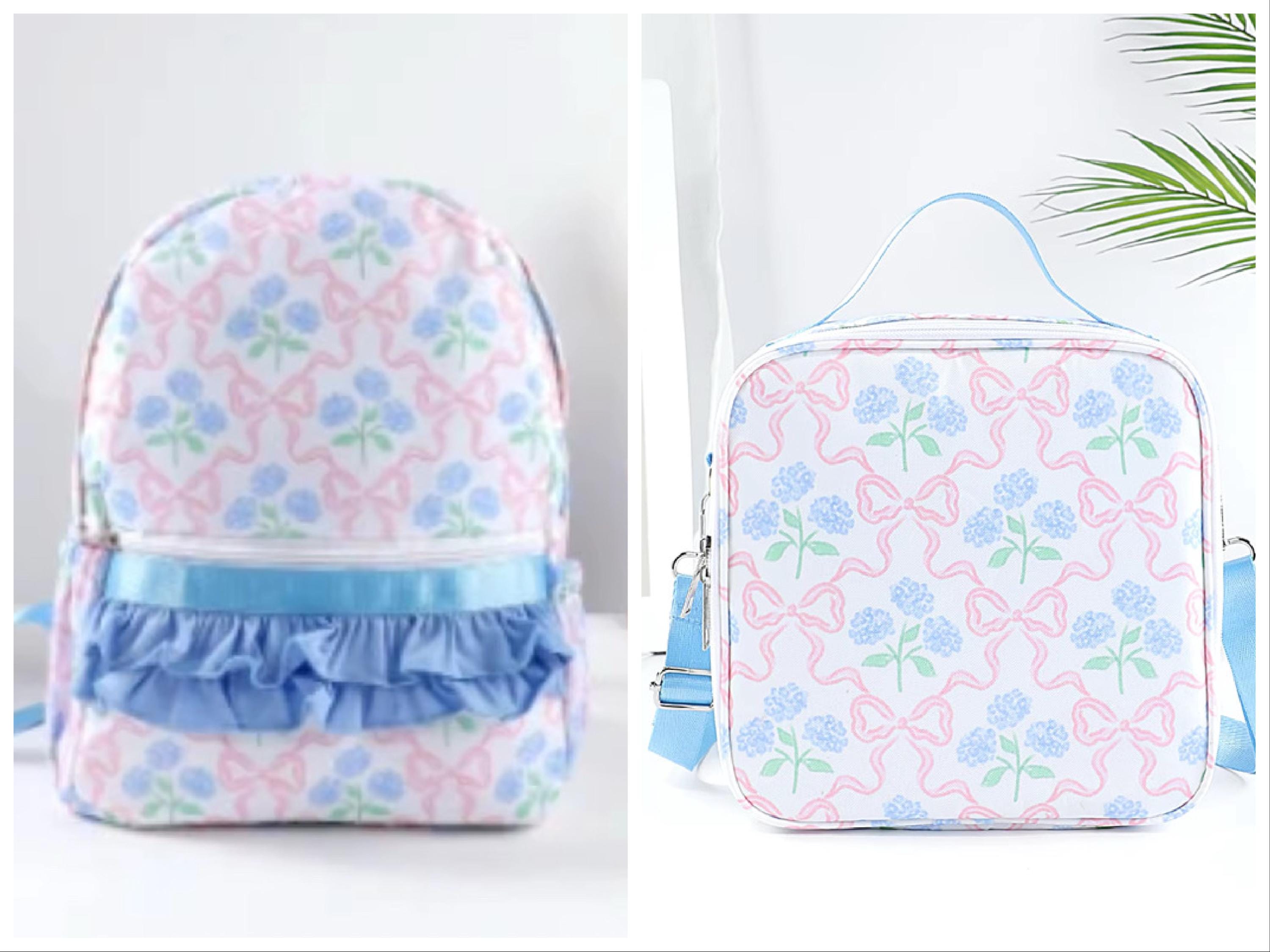 Pink Ruffly Backpack Girls Monogram Ruffle LARGE Backpack School Bag Personalize Custom ...
