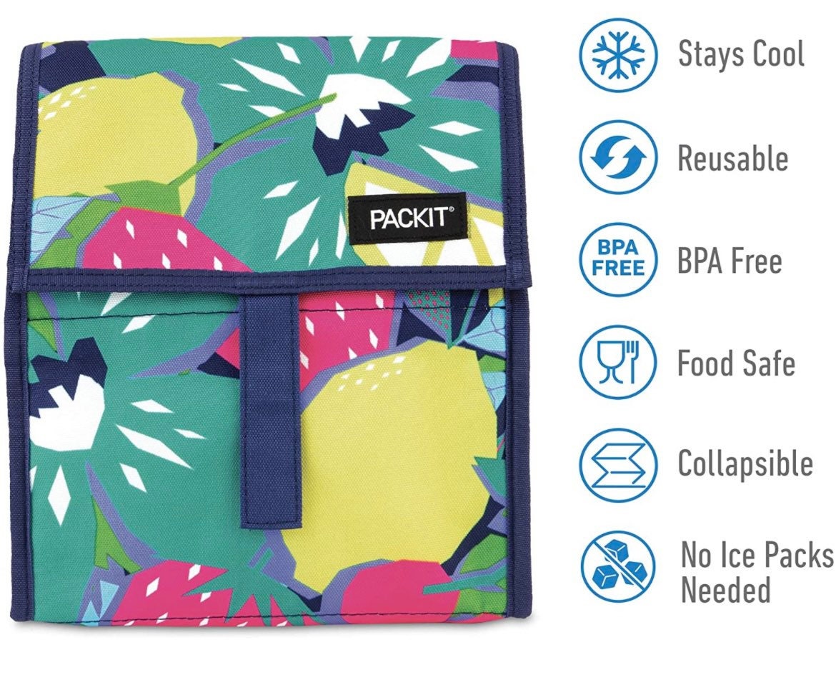 PackIt Freezable Lunch Bag with Zippered Closure, Paradise Breeze