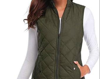 Women's Monogram Vest Lightweight Puffy Quilted Jacket Black