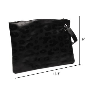 Women's Monogram Oversized Clutch Leopard Cow Animal Print Vegan Leather PU Handheld Wristlet Large Handbag Evening Purse Bag personalize image 8