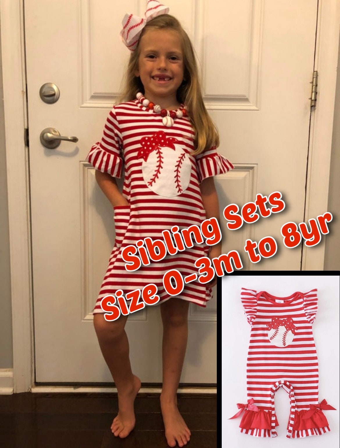 Needles Knots N Bows Girls St. Louis Cardinals Game Day Baseball Outfit, Baby, Toddler 24 Months / Outfit w/Headband