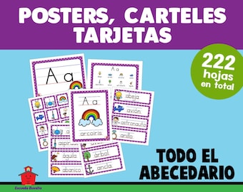 Posters, Carteles y Tarjetas del ABECEDARIO en script /  Spanish Alphabet Posters