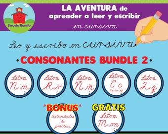 CONSONANTES BUNDLE 2 -- La Aventura de aprender a leer y escribir en CURSIVA!!