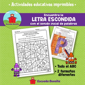 Encuentra la letra escondida!!! Encuentra la letra escondida ESPAÑOL ¡¡Sonido inicial!!