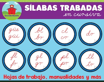 Paquete de las SÍLABAS TRABADAS en cursiva