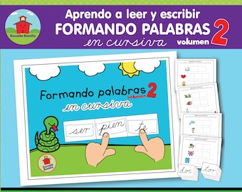 Aprendo a leer y escribir FORMANDO PALABRAS "volumen 2" en CURSIVA!!! en español