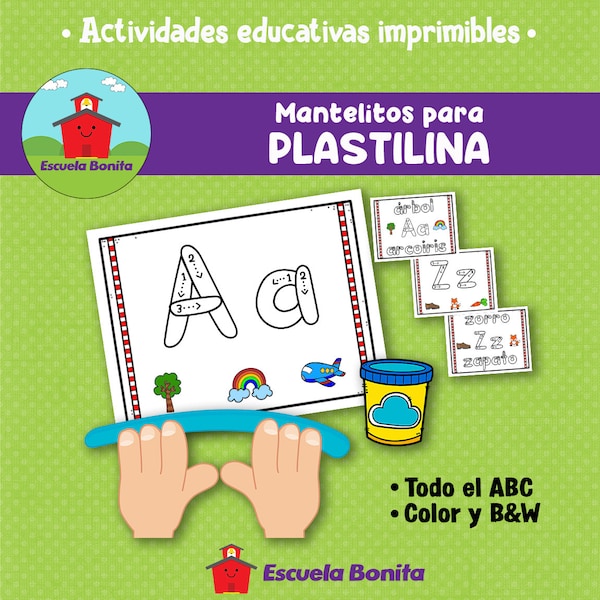 Manteles del abecedario para plastilina / Spanish Alphabet Playdough Mats