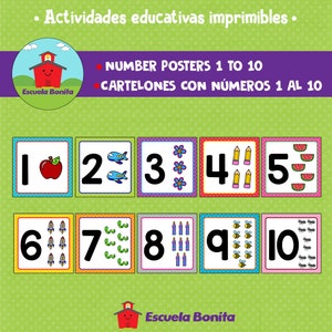Number Posters 1-10. // Cartelones con los números del 1 al 10