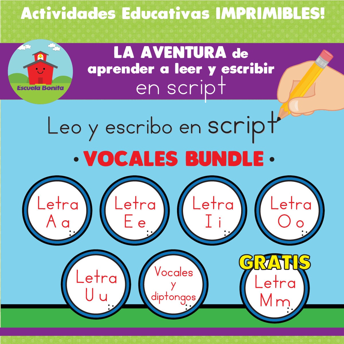 VOCALES BUNDLE!! -- La Aventura de aprender a leer y escribir en SCRIPT!!