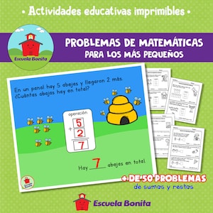 Math Word Problems For Little Learners // Problemas De | Etsy