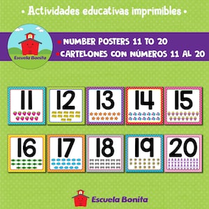 Number Posters 11-20. // Cartelones con los números del 11 al 20