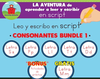 CONSONANTES BUNDLE 1 !! -- La Aventura de aprender a leer y escribir en SCRIPT!!