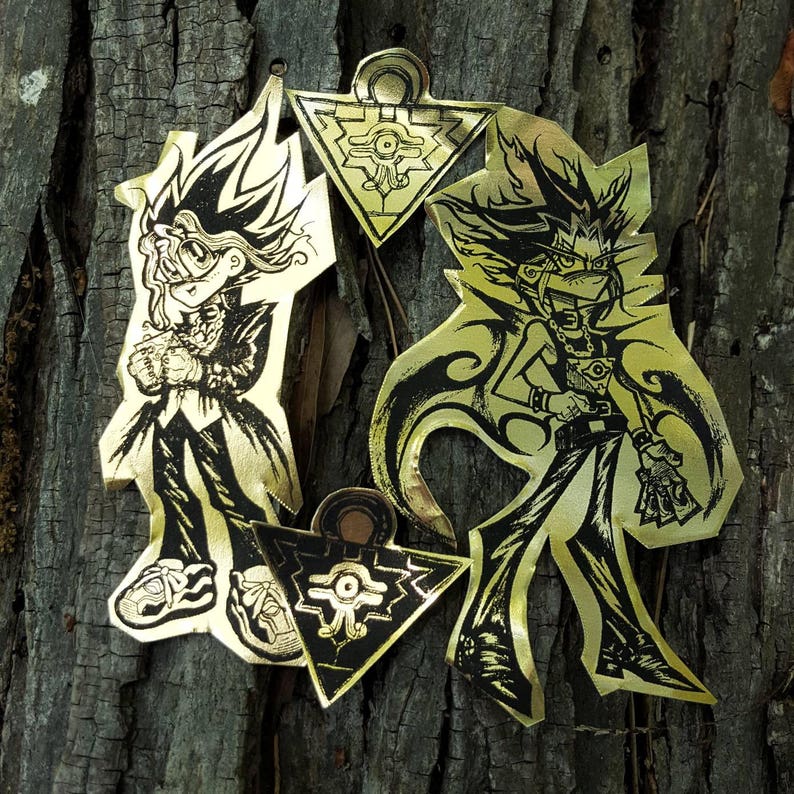 STICKERS yugioh gold foil stickers Yami yugi and yugi mutou Etsy